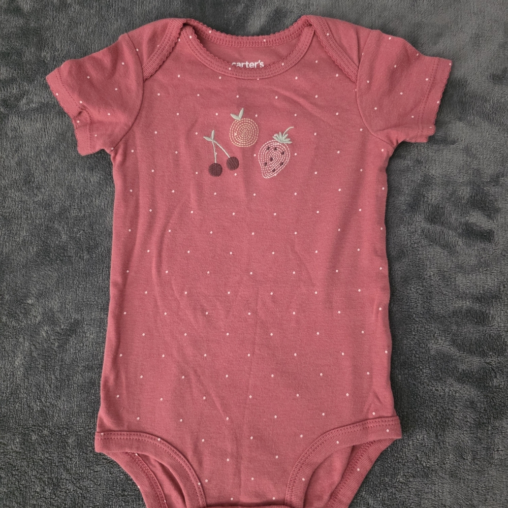 Carter's Pink Fruit Print Baby Onesie